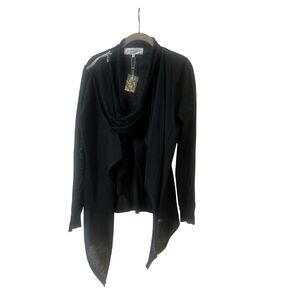 Patrizia Luca Milano wrap sweater black linen blend sz Small NWOT